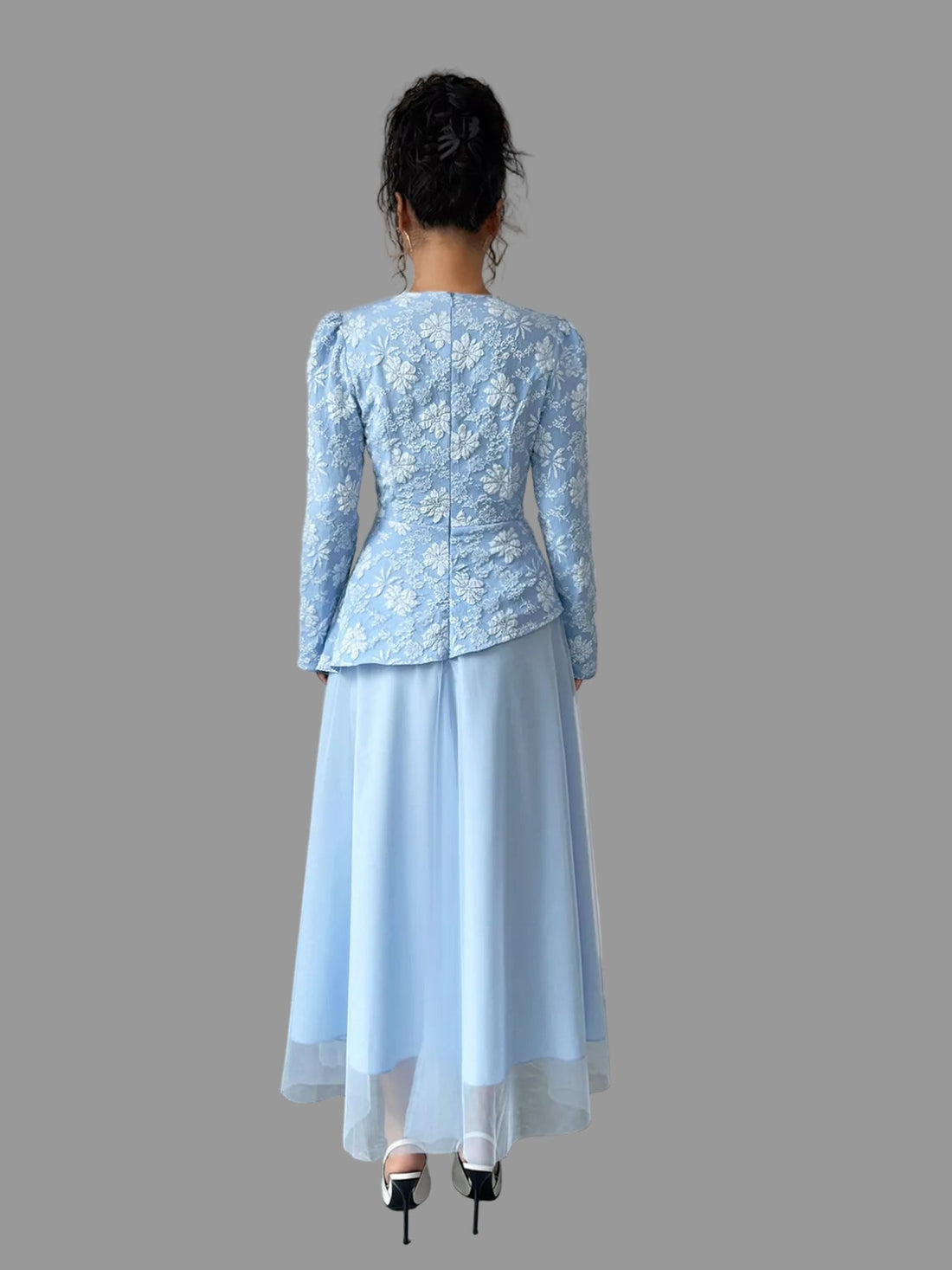 Formal Floral Long Sleeve Tulip Dress Chic & Feminine - Jsandiclothing.com