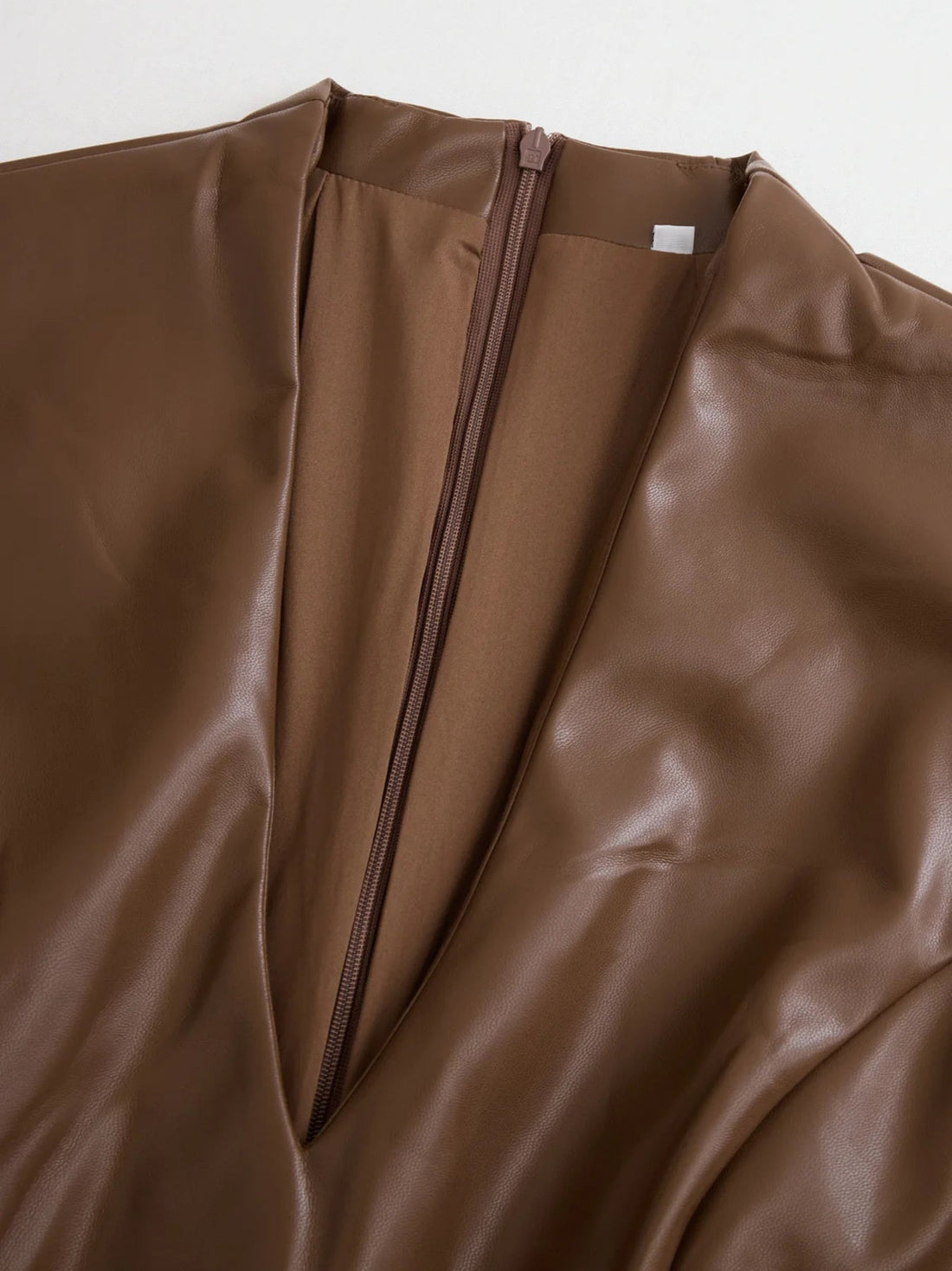 Full Size Leather V - Neck Midi Dress Plus Size - Elegant & Sassy - Jsandiclothing.com