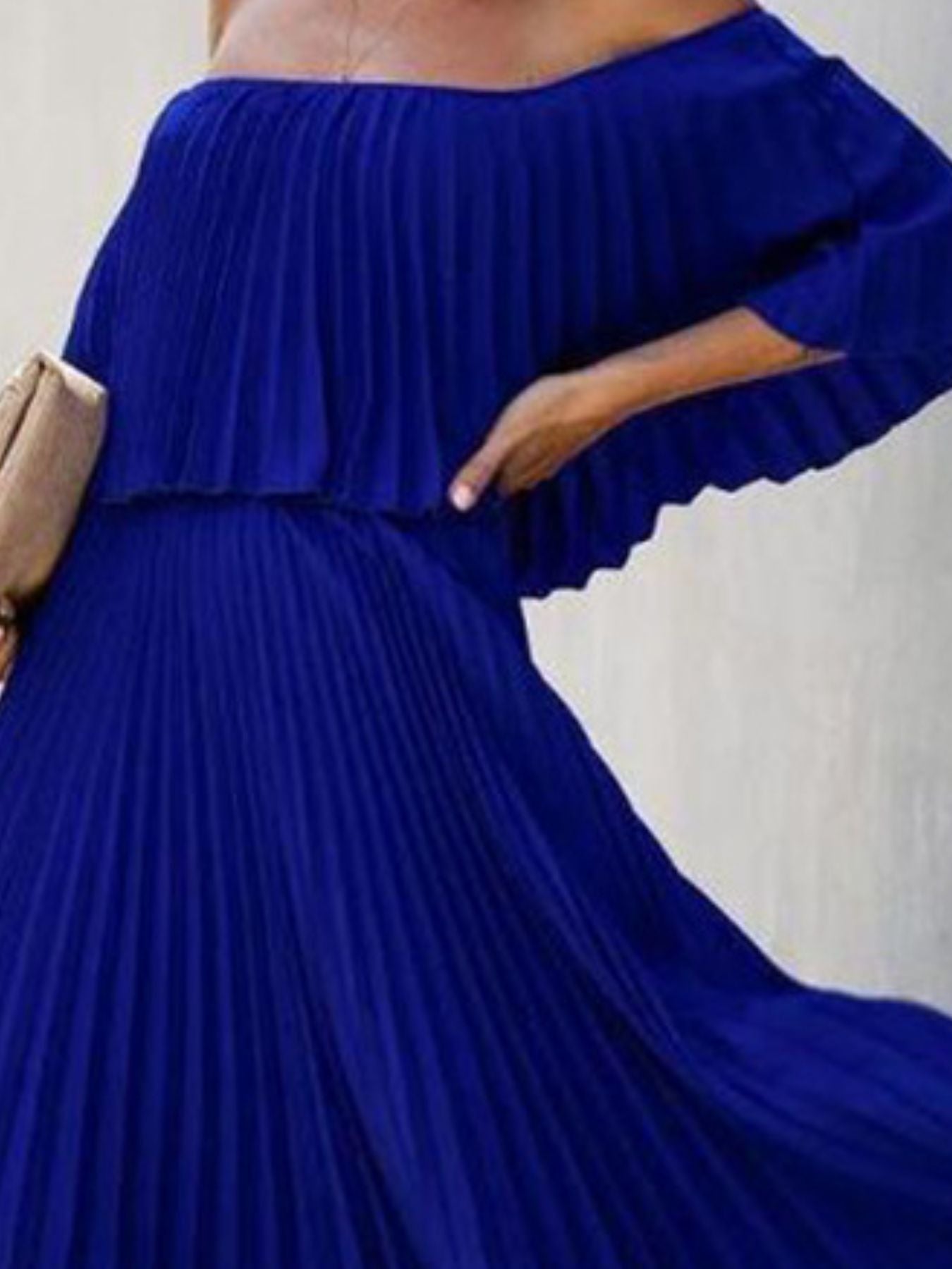 Full Size Off - Shoulder Pleated Maxi Dress Plus Size - Jsandiclothing.com