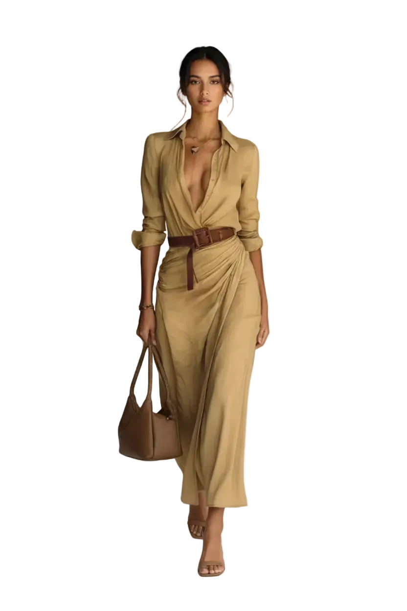 Full Size Ruched Long Sleeve Maxi Dress Plus Size - Jsandiclothing.com