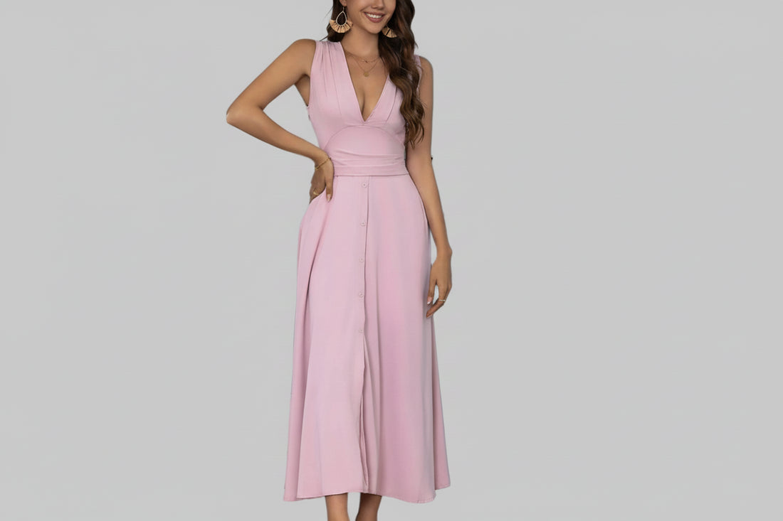 Full Size Slit V - Neck Sleeveless Dress| Plus Size| JSandiclothing - Jsandiclothing.com