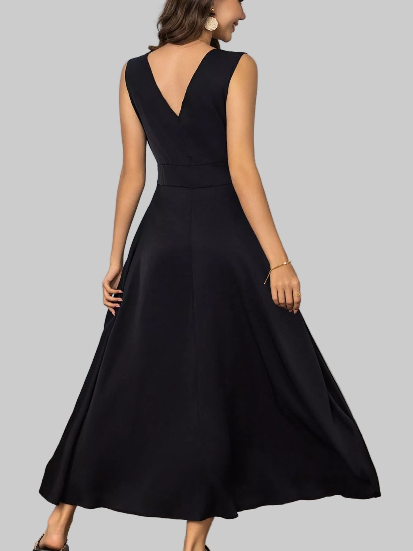 Full Size Slit V - Neck Sleeveless Dress| Plus Size| JSandiclothing - Jsandiclothing.com