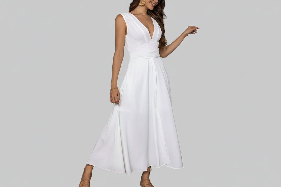 Full Size Slit V - Neck Sleeveless Dress| Plus Size| JSandiclothing - Jsandiclothing.com