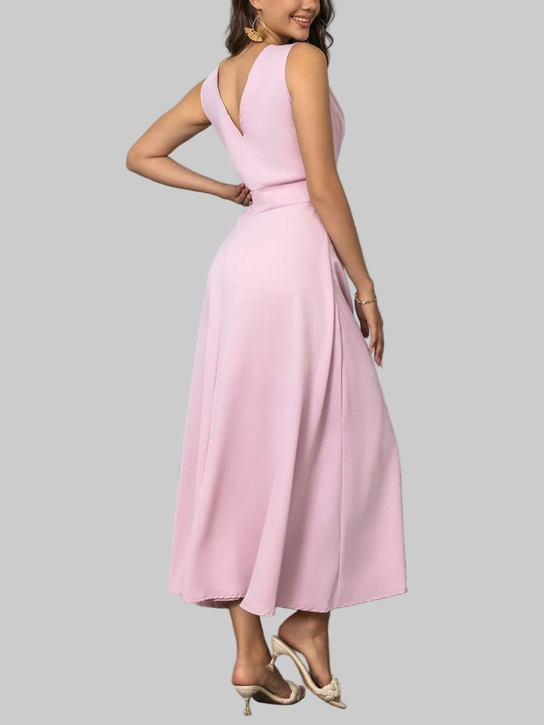 Full Size Slit V - Neck Sleeveless Dress| Plus Size| JSandiclothing - Jsandiclothing.com