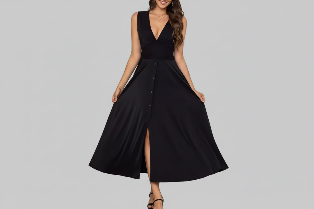 Full Size Slit V - Neck Sleeveless Dress| Plus Size| JSandiclothing - Jsandiclothing.com
