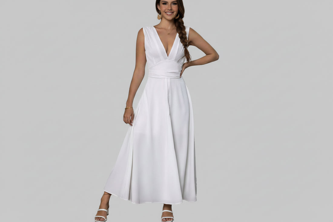 Full Size Slit V - Neck Sleeveless Dress| Plus Size| JSandiclothing - Jsandiclothing.com