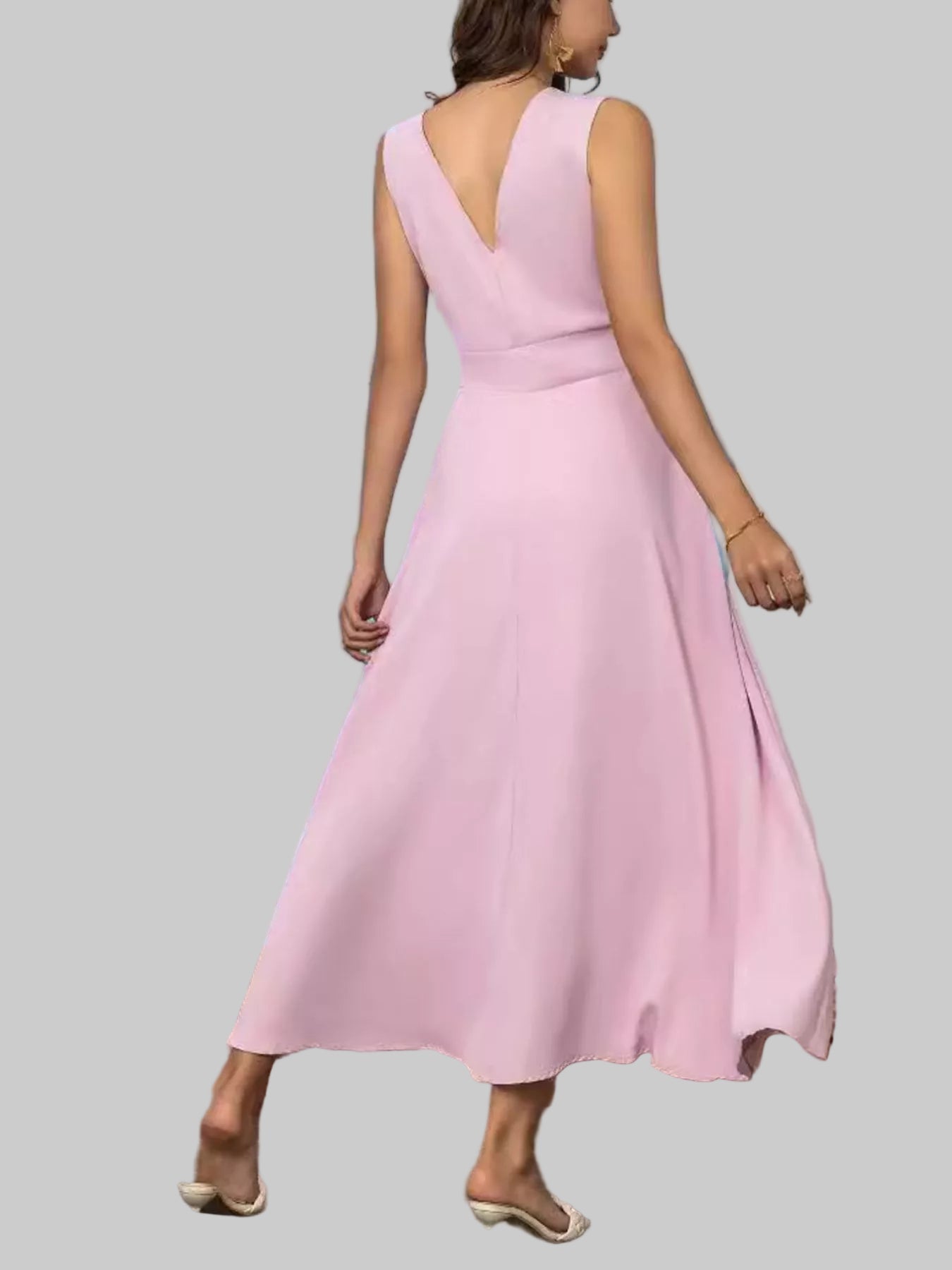 Full Size Slit V - Neck Sleeveless Dress| Plus Size| JSandiclothing - Jsandiclothing.com