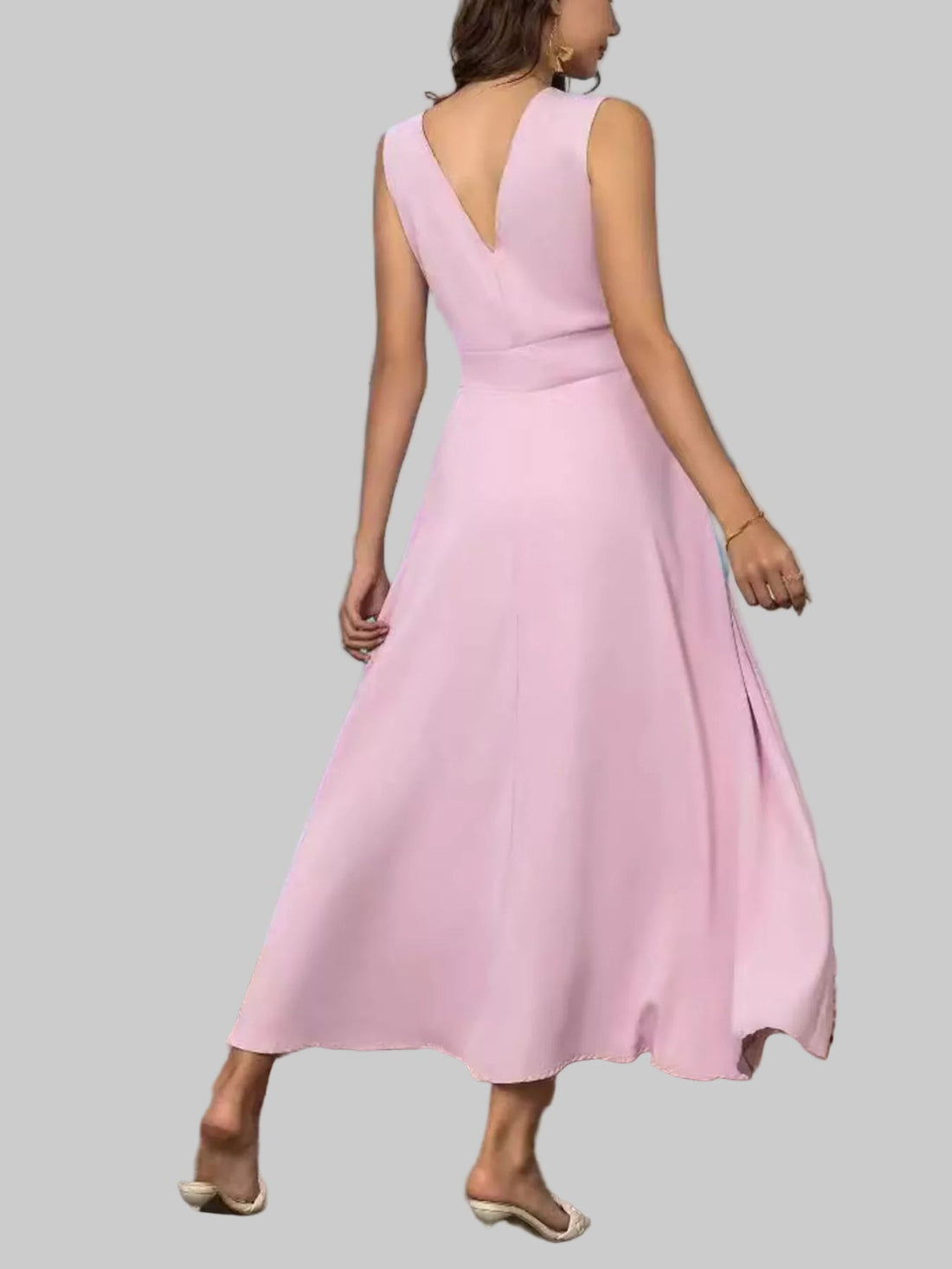 Full Size Slit V - Neck Sleeveless Dress| Plus Size| JSandiclothing - Jsandiclothing.com