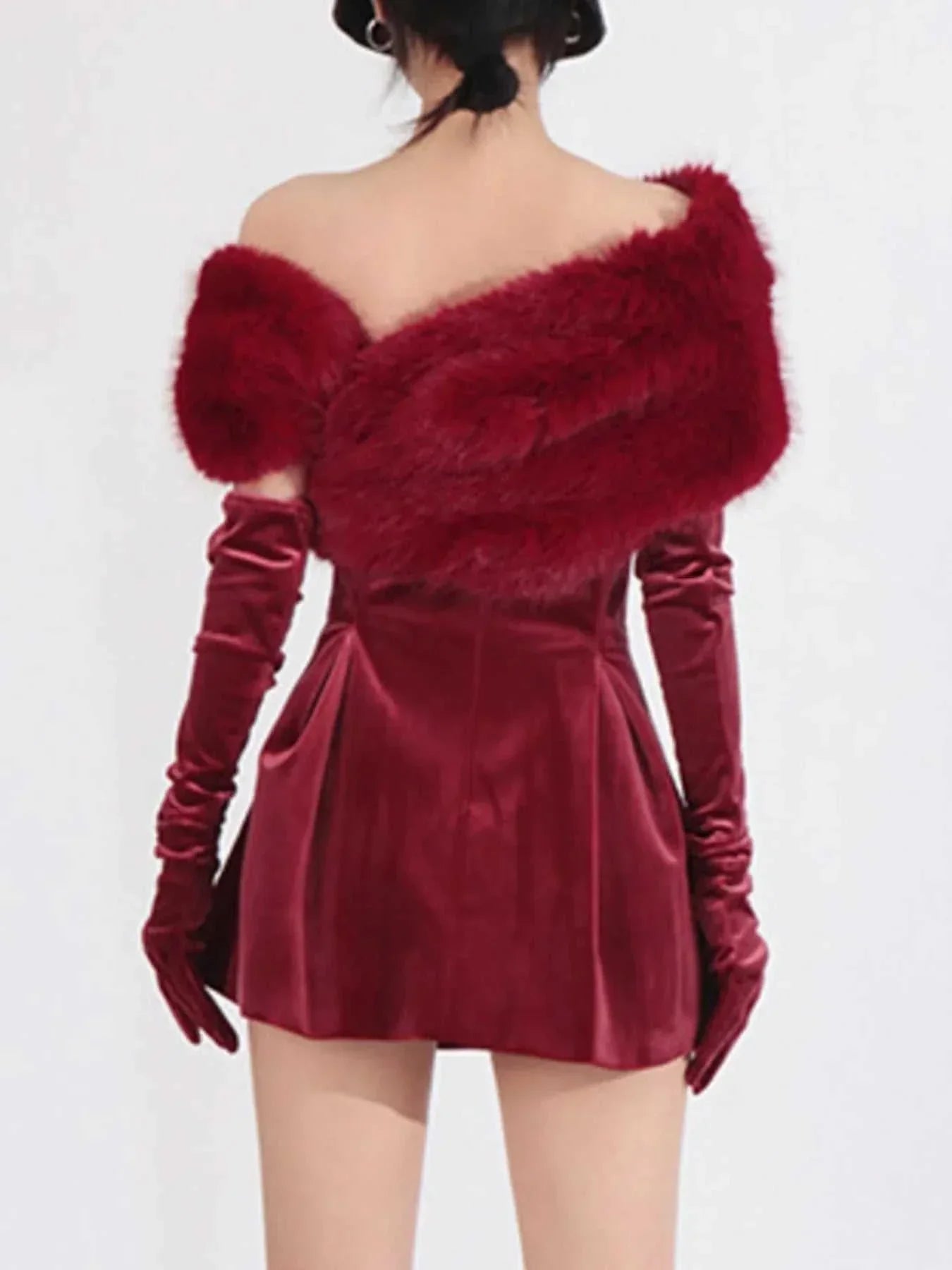 Fuzzy Off Shoulder Mini Dress Cozy & Chic Style| JSandiclothing - Jsandiclothing.com