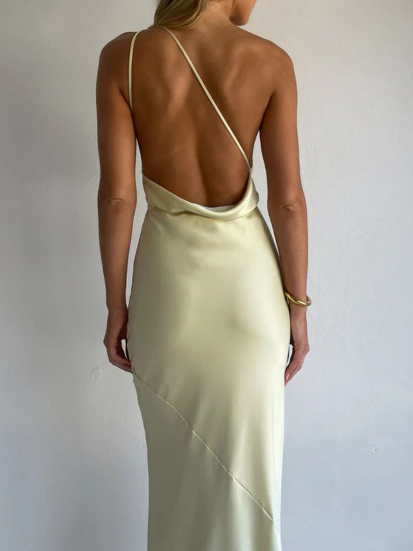 Halter Neck Satin Maxi Dress - Jsandiclothing.com