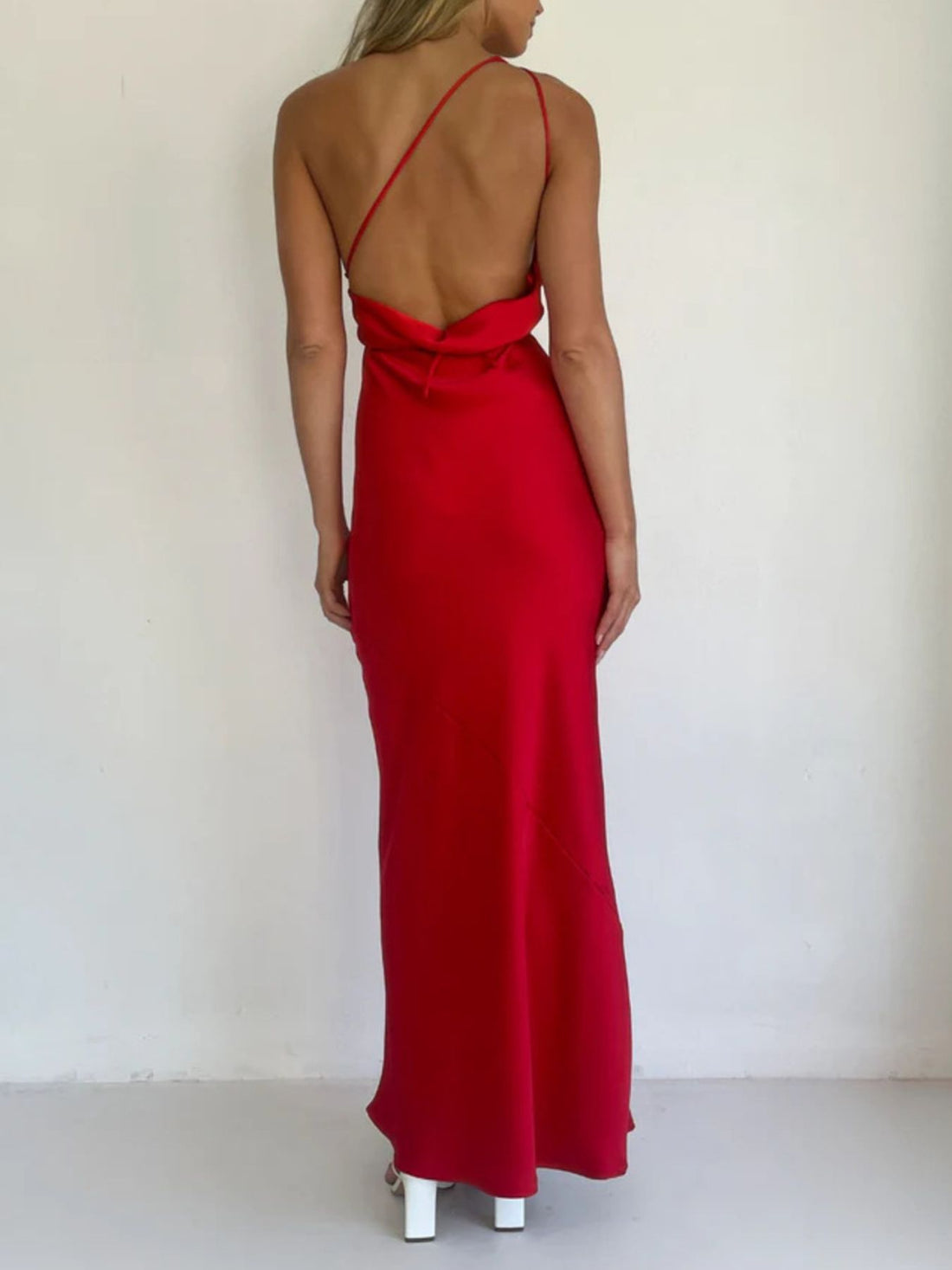 Halter Neck Satin Maxi Dress - Jsandiclothing.com