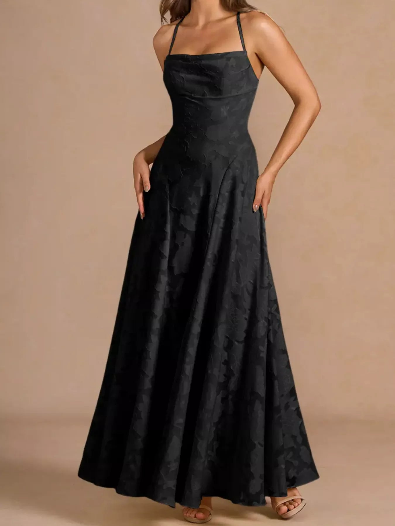 Lace Up Back Spaghetti Strap Maxi Dress | Sultry - Jsandiclothing.com