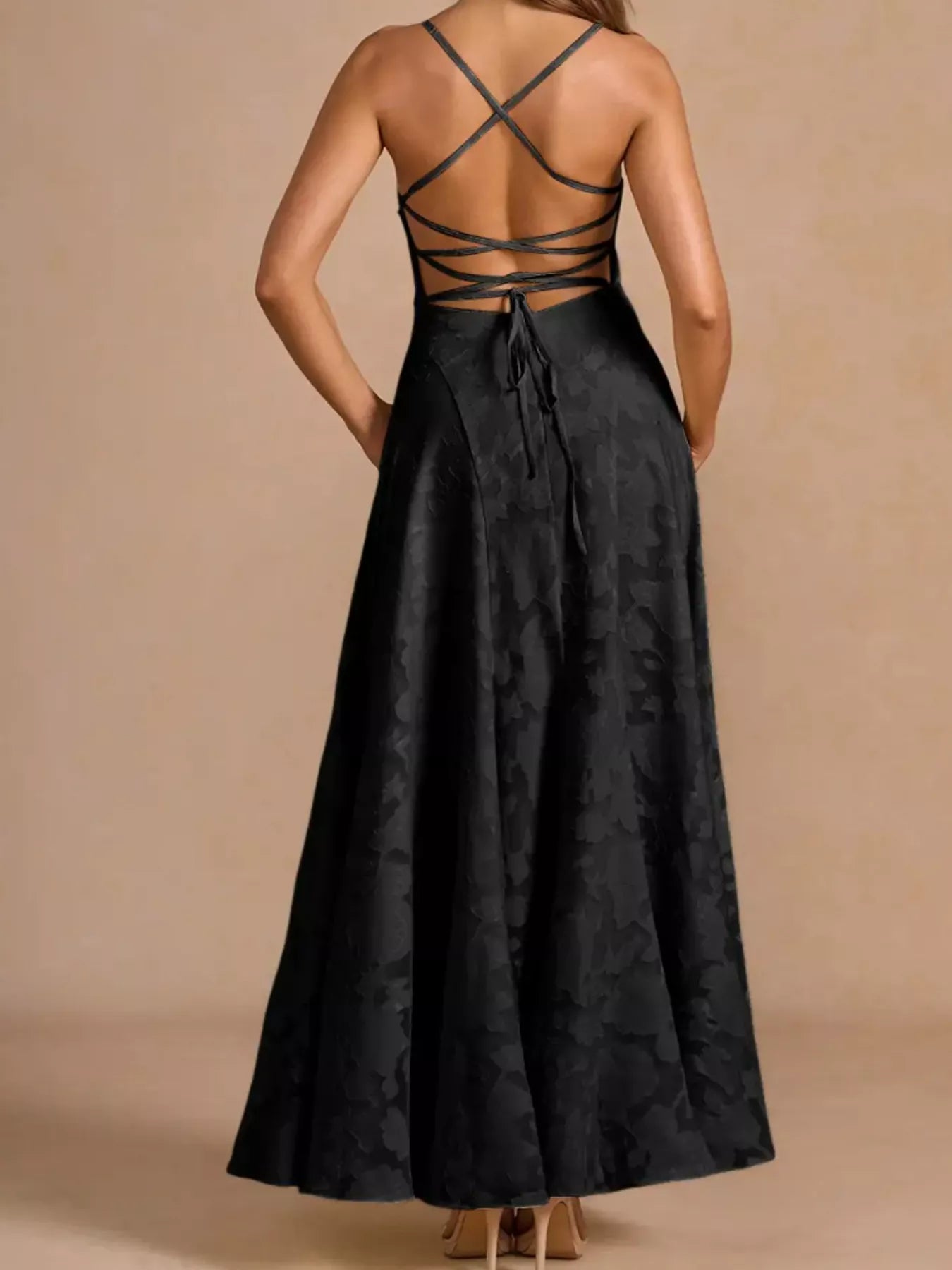 Lace Up Back Spaghetti Strap Maxi Dress | Sultry - Jsandiclothing.com