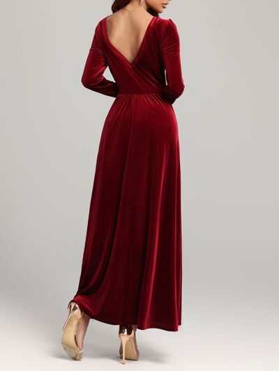 Long Sleeve Dress | Velvet Square Neck Elegant Modern and High Quality - Jsandiclothing.com