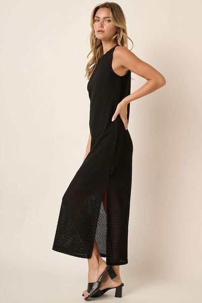 Long Sleeveless Dress with Side Slit Round Neck - Chic& Stylish Looks - Jsandiclothing.com