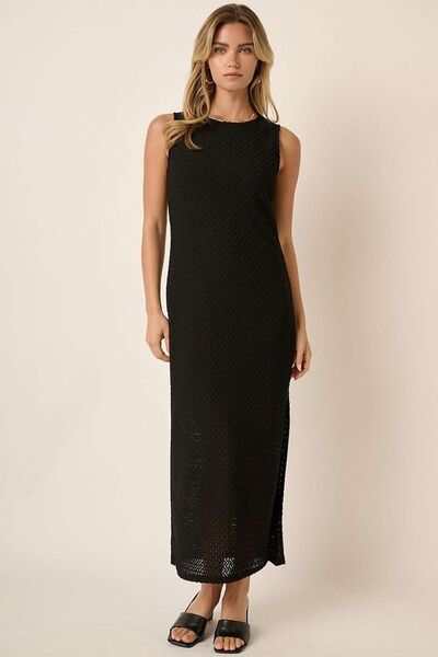 Long Sleeveless Dress with Side Slit Round Neck - Chic& Stylish Looks - Jsandiclothing.com