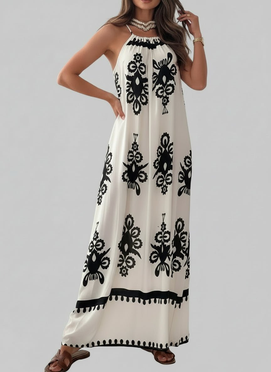 Maxi Dress| Printed Spaghetti Straps and a sleeveless design."Elegant" - Jsandiclothing.com