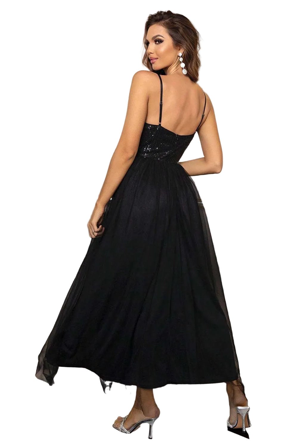 Mesh Dress| Stylish Spaghetti Strap Slit for Effortless, Chic Elegance - Jsandiclothing.com