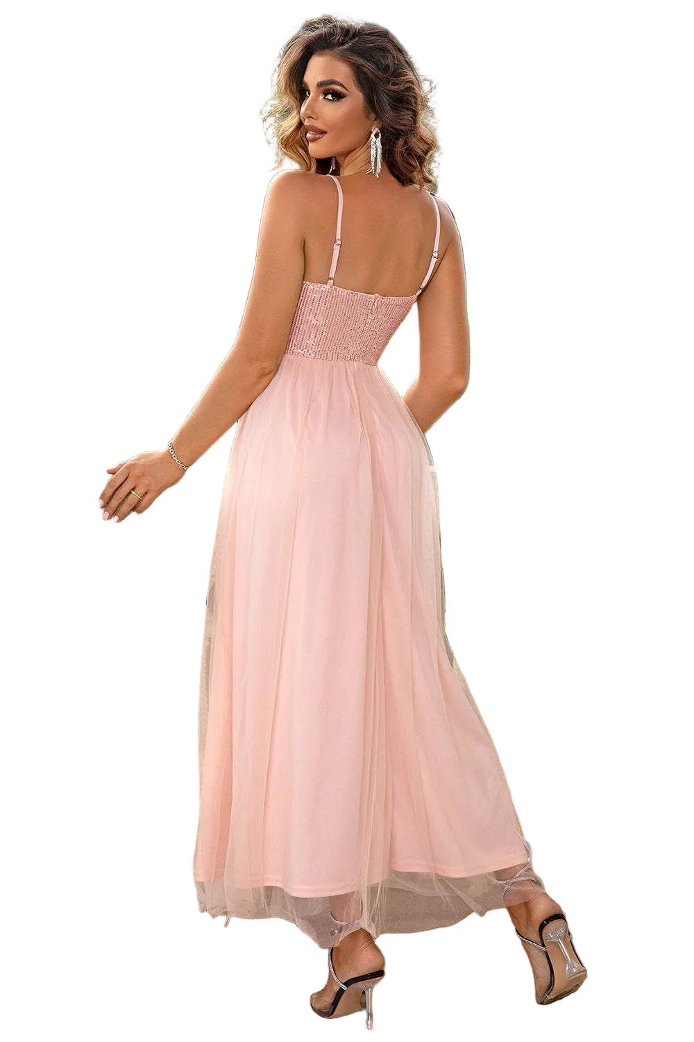 Mesh Dress| Stylish Spaghetti Strap Slit for Effortless, Chic Elegance - Jsandiclothing.com