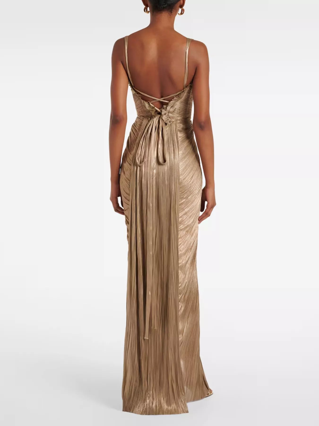 Metallic Pleated Corset Maxi Dress - Jsandiclothing.com