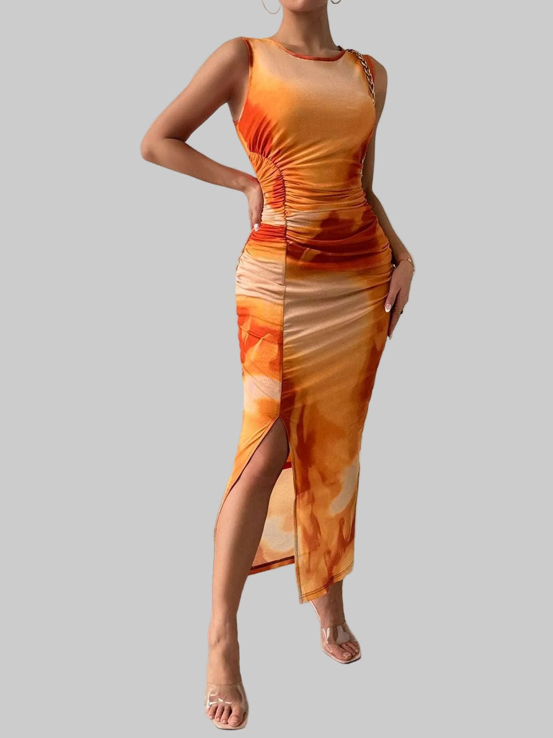 Midi Dress |Honey Slit Round Neck Tank - Stylish & Comfortable Chic Fit - Jsandiclothing.com