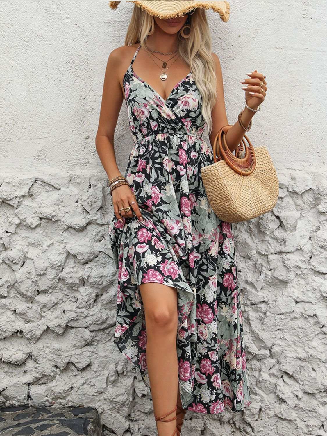 Midi Dress| Smocked Printed Halter Neck |Trendy For Effortlessly Style - Jsandiclothing.com