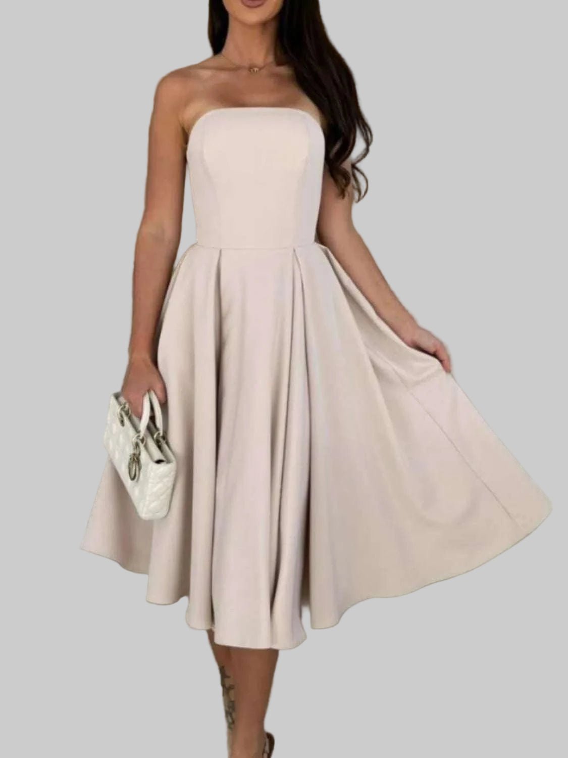 Midi Dress | Solid Color Tube Stylish Fitted and Comfortable Wear - Jsandiclothing.com