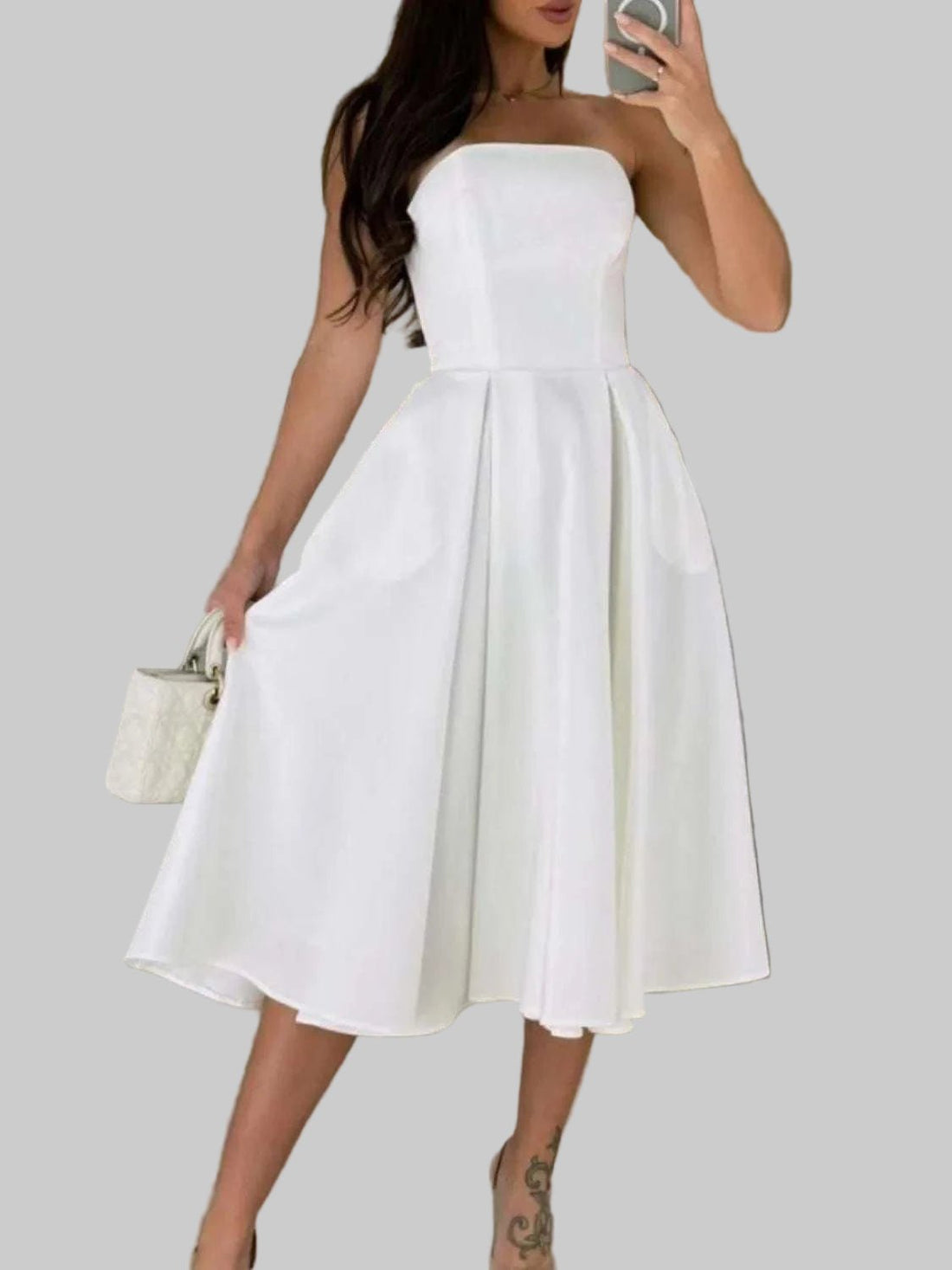 Midi Dress | Solid Color Tube Stylish Fitted and Comfortable Wear - Jsandiclothing.com
