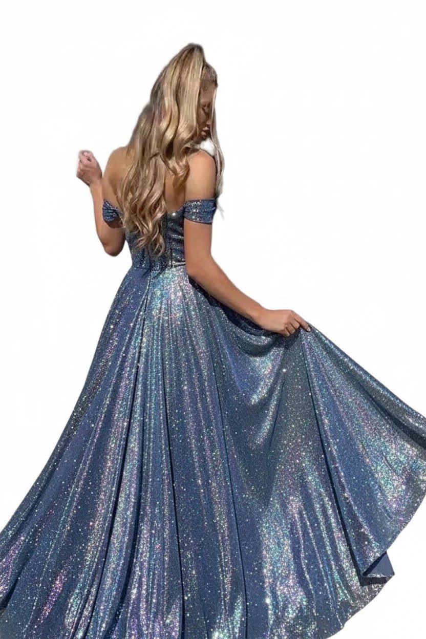 Off Shoulder High Slit Maxi Dress | Elegant Formal Evening Gown - Jsandiclothing.com
