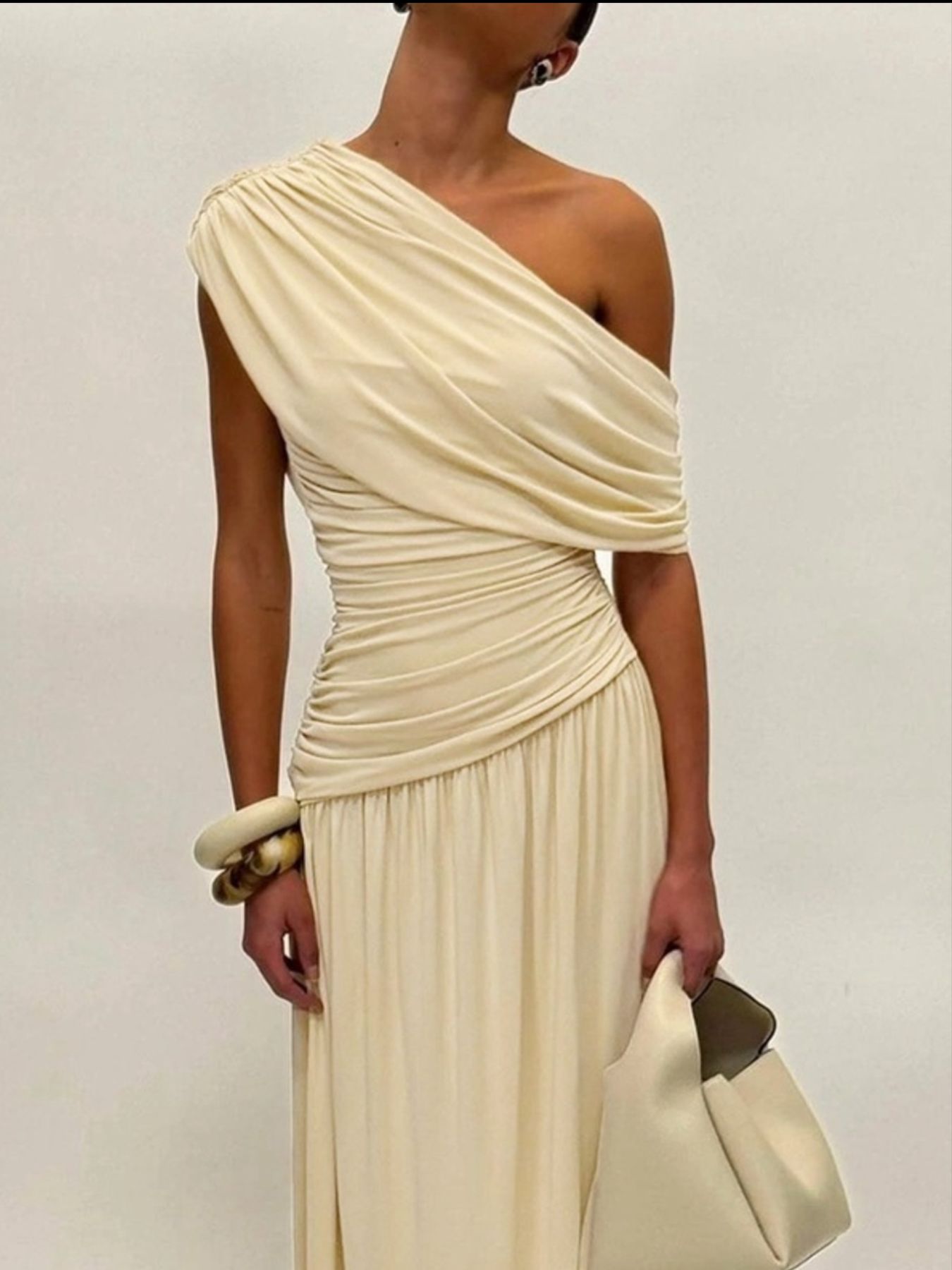 One-Shoulder Ruched Maxi Dress - Jsandiclothing.com