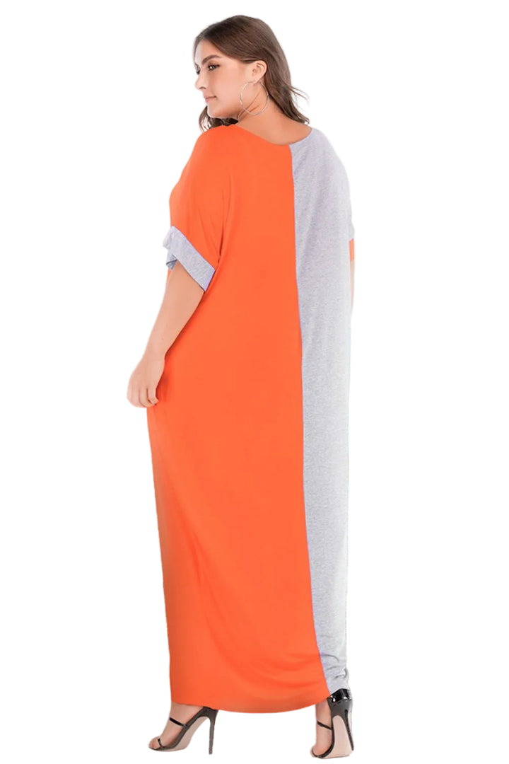 Plus Size Color Block Tee Dress with Pockets | Casual Midi Dress - Jsandiclothing.com