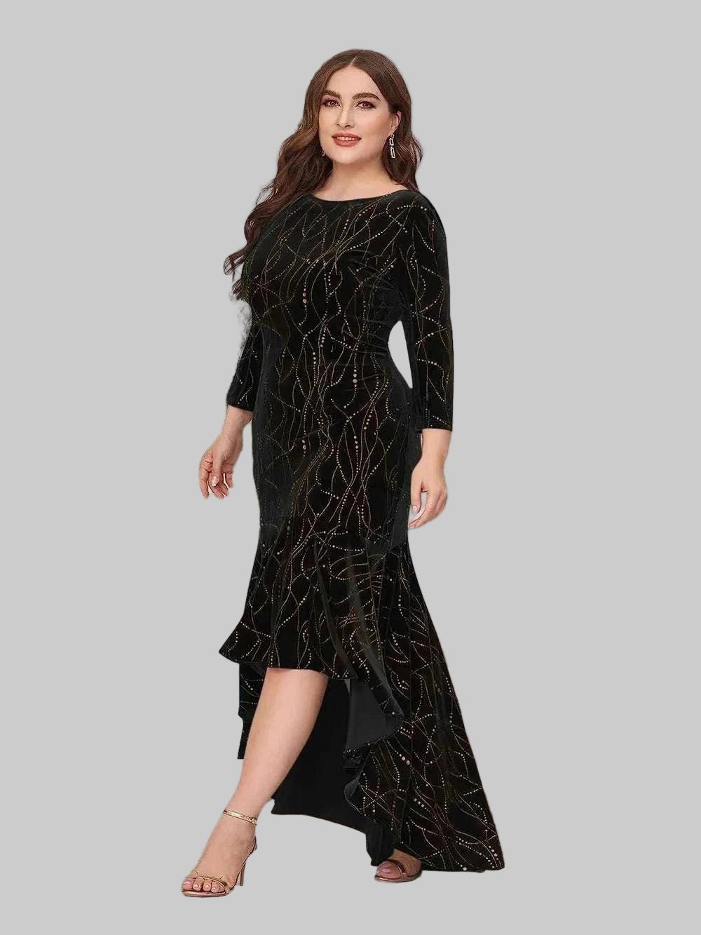 Plus Size Ruffle Hem Dress High - Low Dress | Party & Formal Wear - Jsandiclothing.com