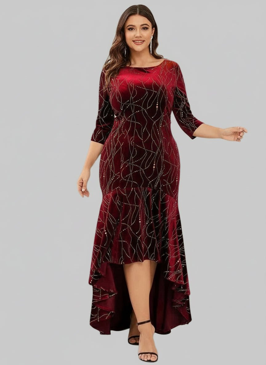 Plus Size Ruffle Hem Dress High - Low Dress | Party & Formal Wear - Jsandiclothing.com