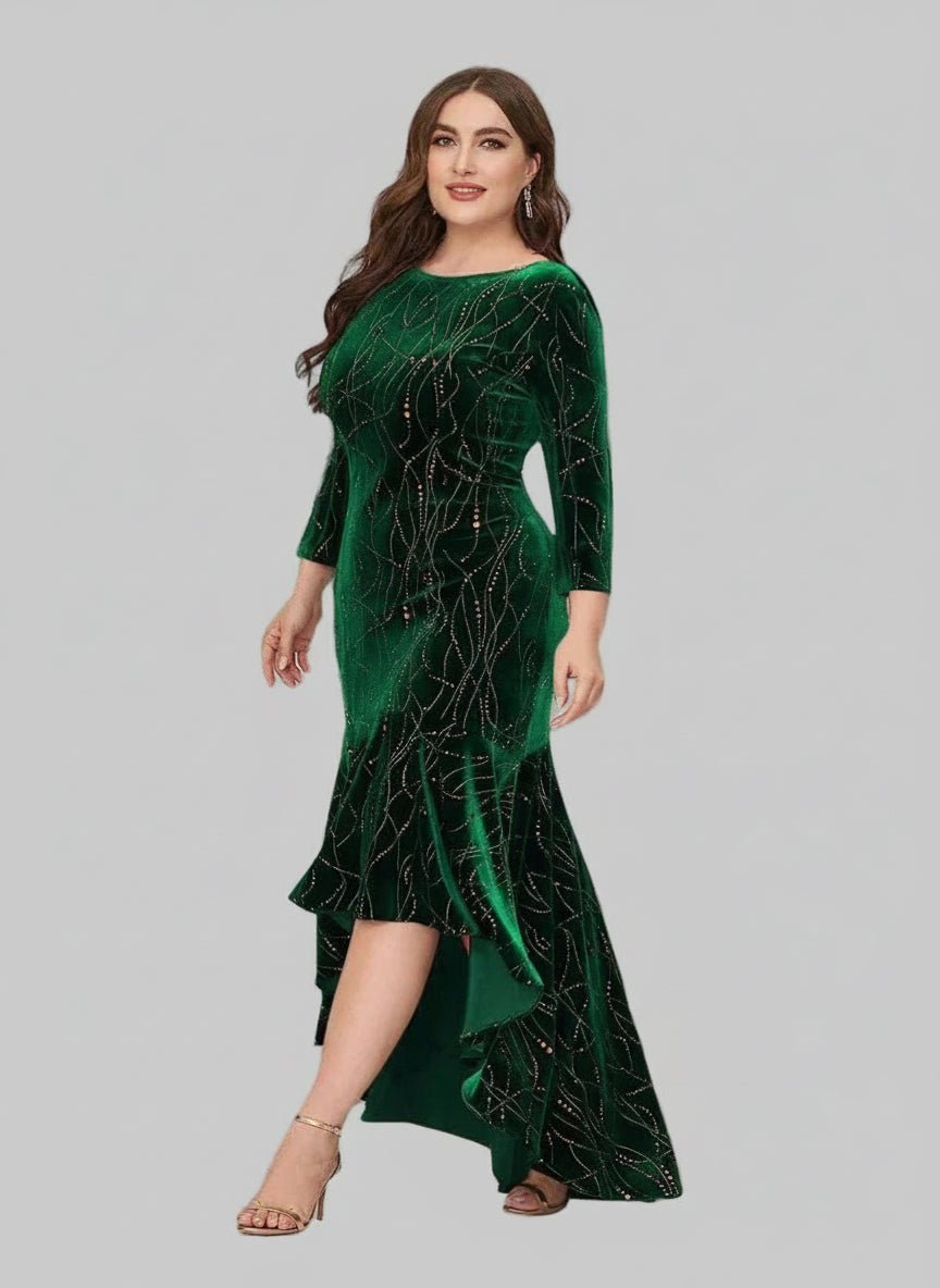 Plus Size Ruffle Hem Dress High - Low Dress | Party & Formal Wear - Jsandiclothing.com