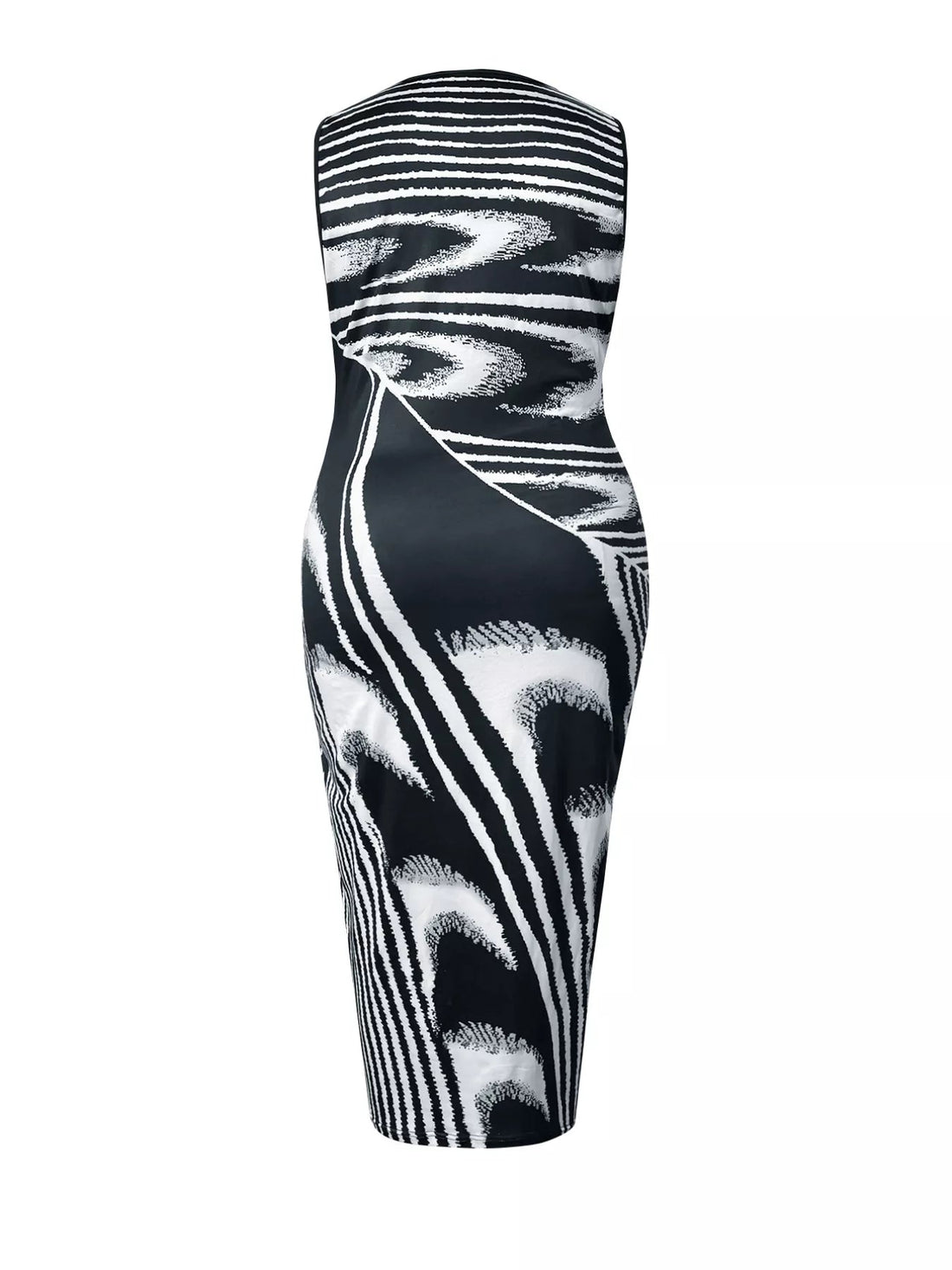Plus Size Sleeveless Bodycon Maxi Dress with Abstract Print - Jsandiclothing.com