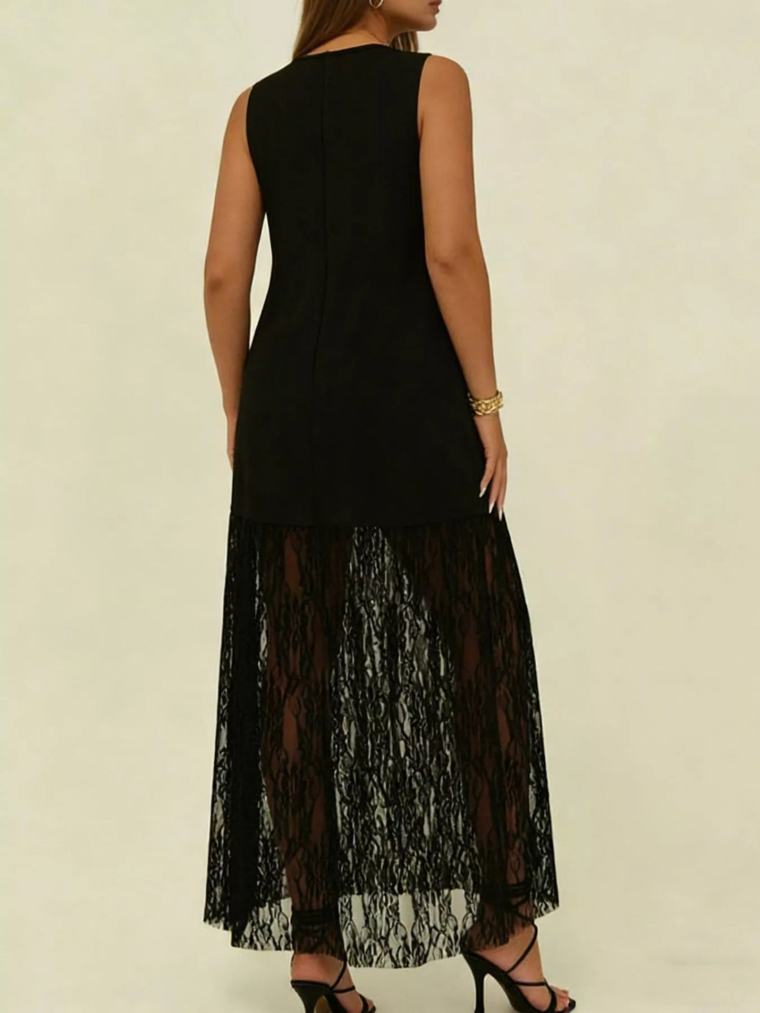 Plus Size Sleeveless Lace Trim Maxi Dress | Women's Formal Gown - Jsandiclothing.com