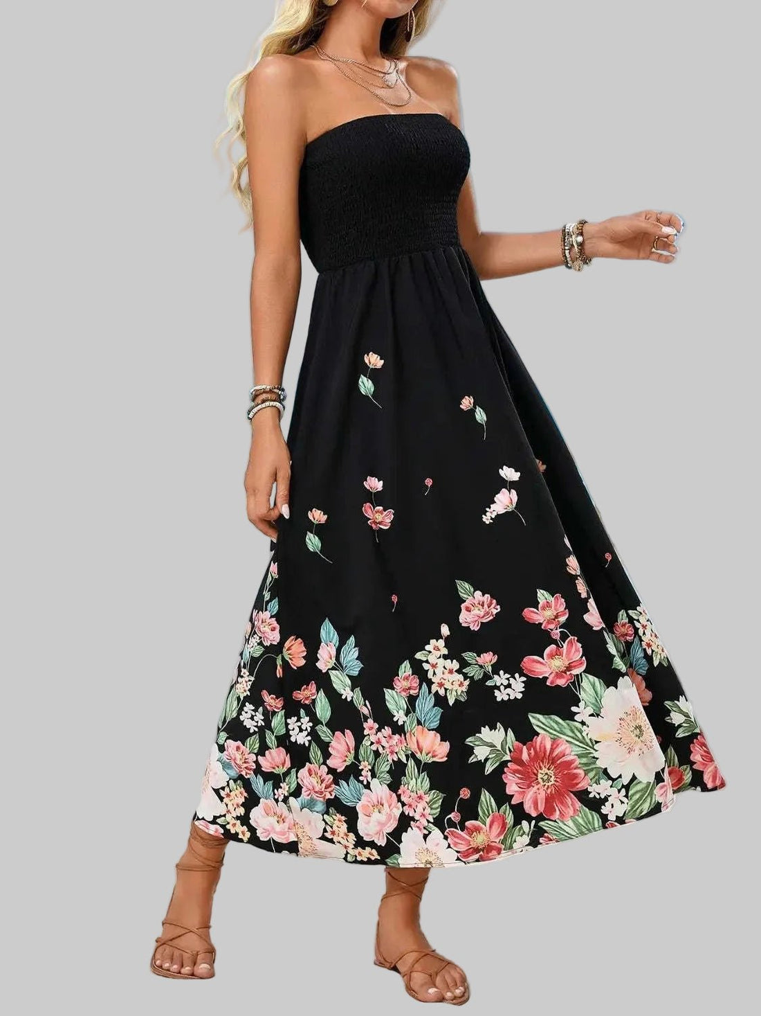 Printed Tube Midi Dress| Bold, Strapless and Perfect for Summer Vibes - Jsandiclothing.com