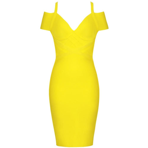 Summer off shoulder bandage dress