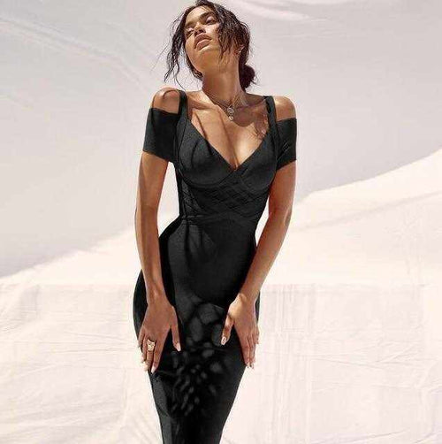 Summer off shoulder bandage dress