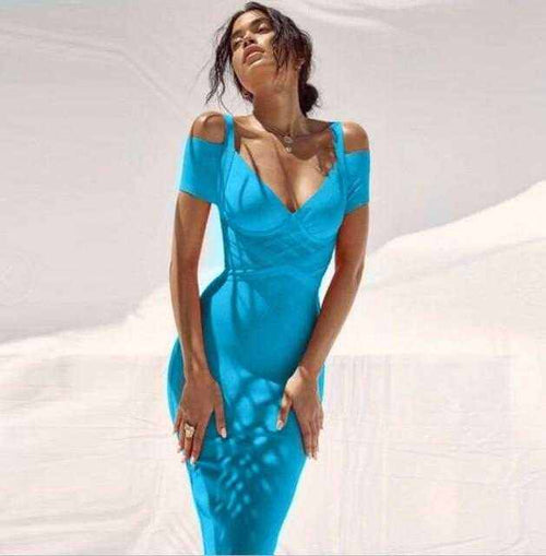 Summer off shoulder bandage dress
