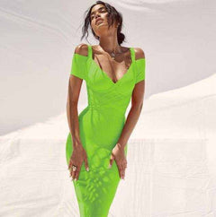 Summer off shoulder bandage dress