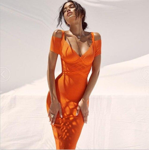 Summer off shoulder bandage dress 