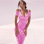  Summer off-shoulder bandage dress 