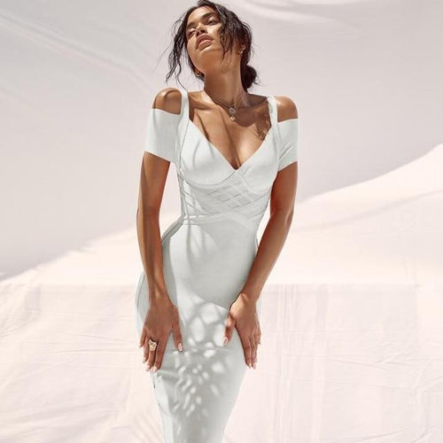 Summer off shoulder bandage dress