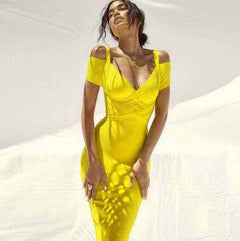 Summer off shoulder bandage dress 