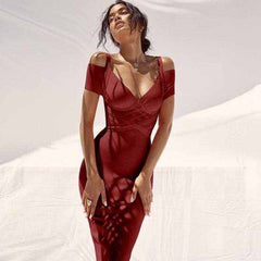 Summer off shoulder bandage dress