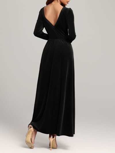 Long Sleeve Dress | Velvet Square Neck Elegant Modern and High Quality - Jsandiclothing.com