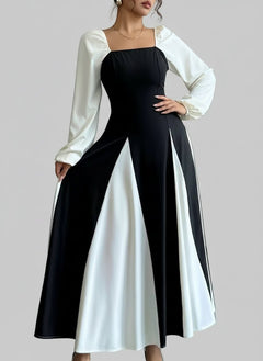 Color Block Square Neck Maxi Dress| JSandiclothing - Jsandiclothing.com