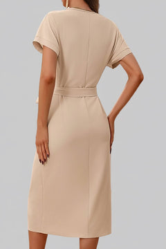 Dress - Tied Button Up Short Sleeve | Stylish Fit for Every Event - Jsandiclothing.com