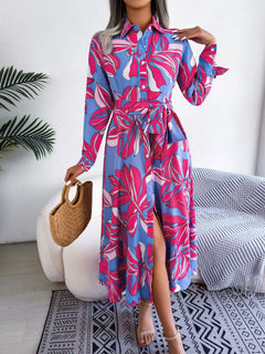 Long Sleeve Dress| Tied Button - Up | Bold, Chic and Stylish Spring Look - Jsandiclothing.com